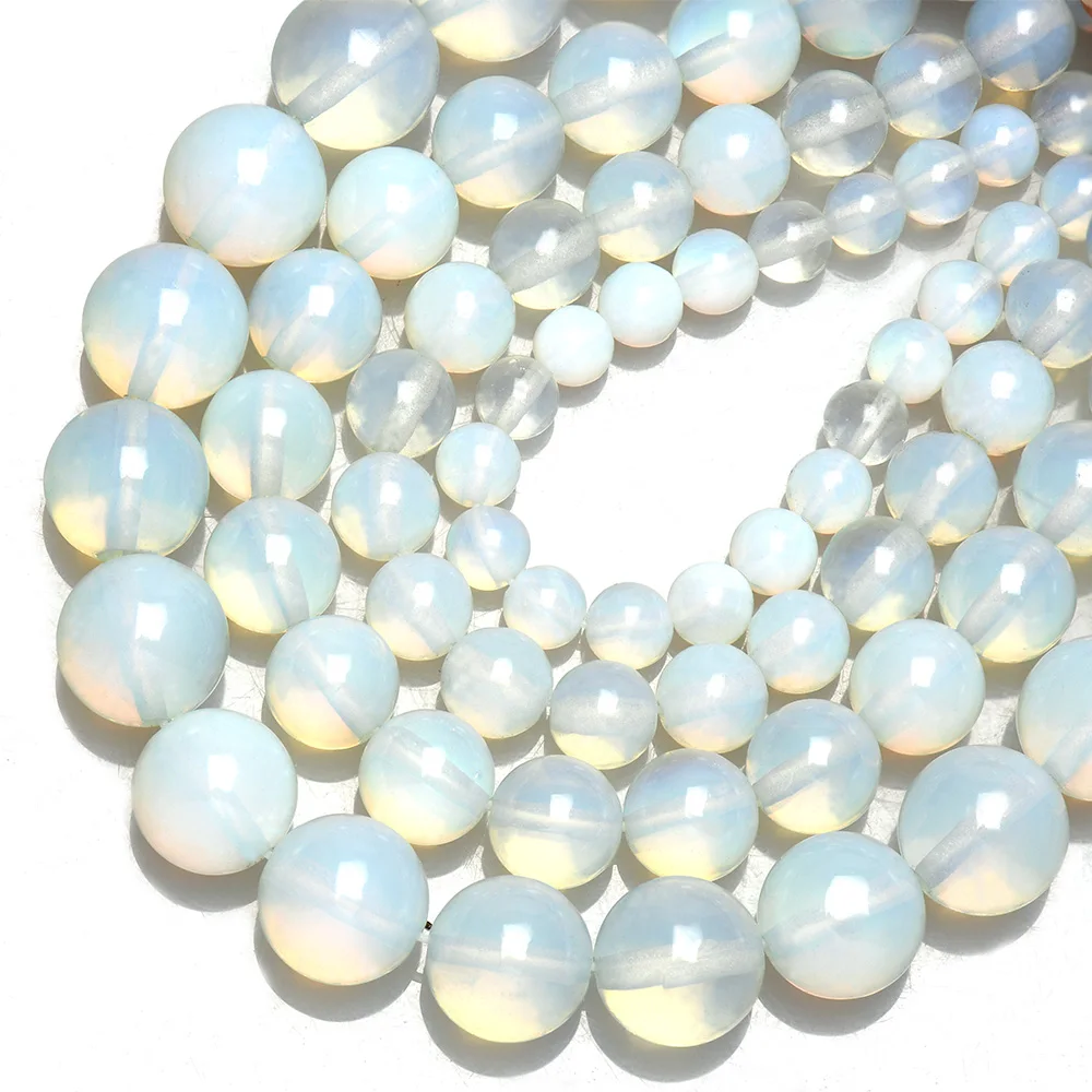 Великолепный Синтетический Белый опал гладкие круглые свободные бусины 4 мм 6 8 10