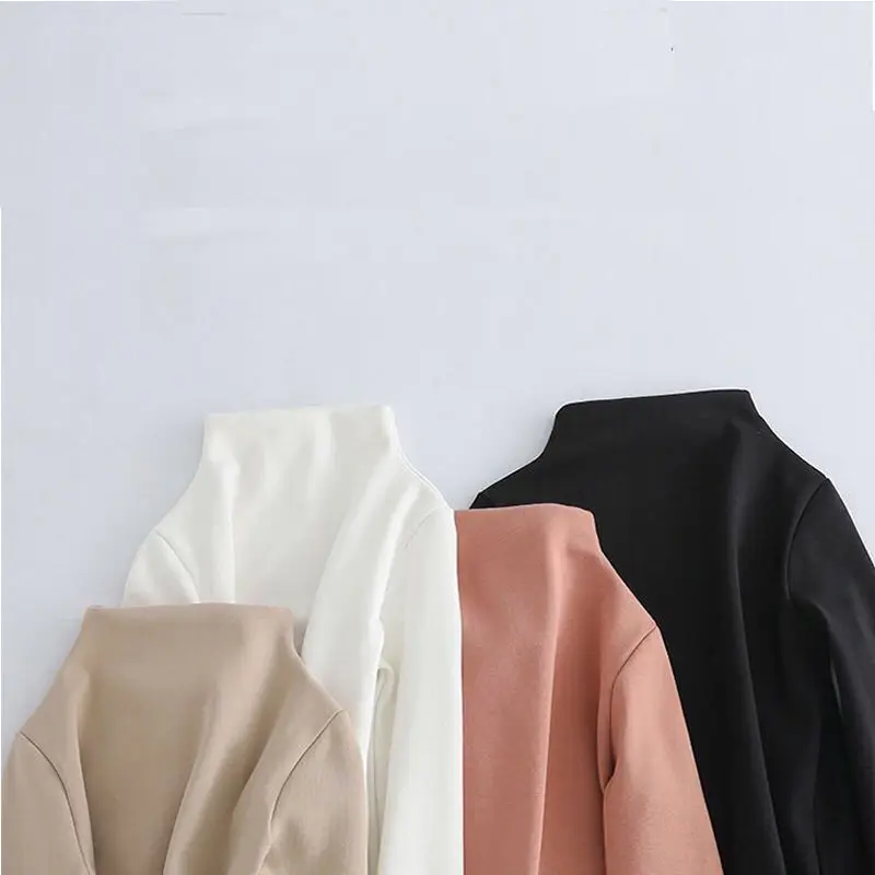 Женские футболки большого размера Женская осенне-зимняя Водолазка с длинным