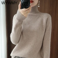 wywmy winter turtleneck sweaters women autumn pullovers solid casual long sleeve knitted jumper female warm bottoming sweaters