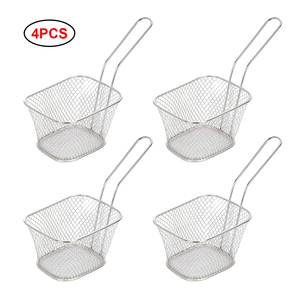 4 шт. портативная мини корзина для жарки из нержавеющей стали ситечко фритюрницы