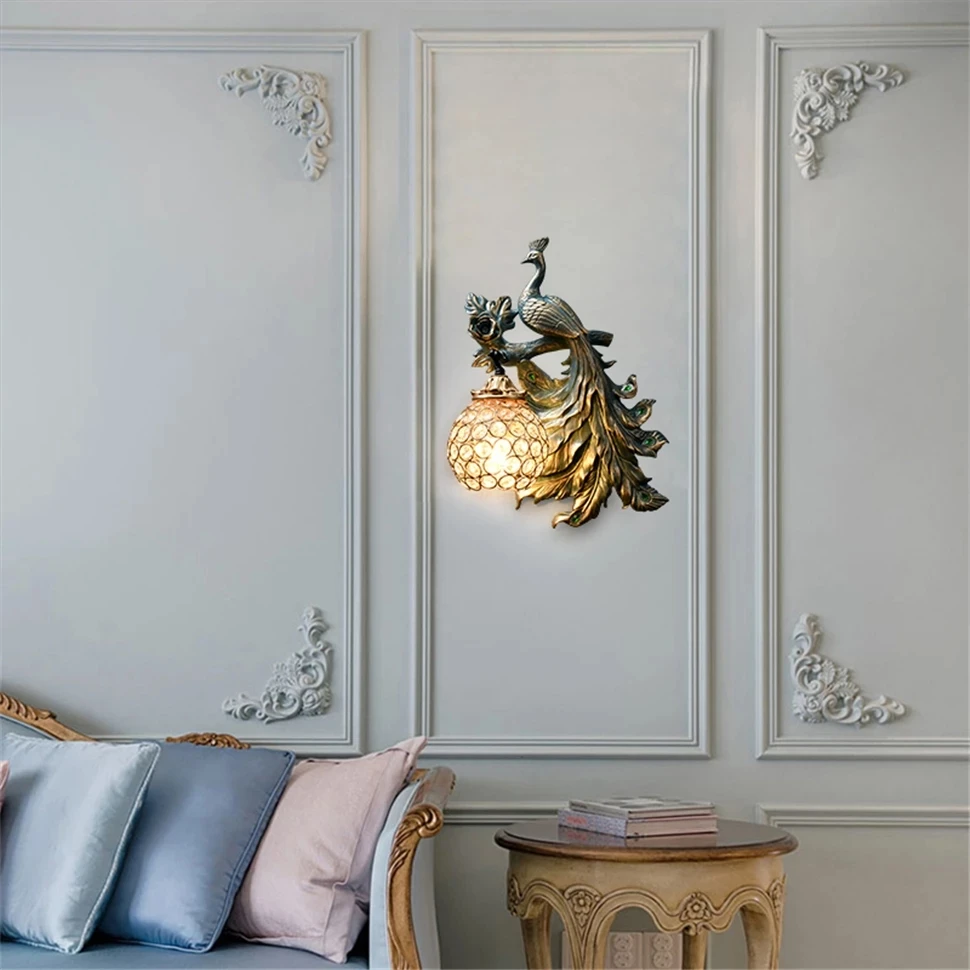 

Green Peacock Art Wall Light Bird Lamp Wall Sconce Nordic Modern Lighting Fixtures Home Decor Living Room Bedroom Lamp Luminaire