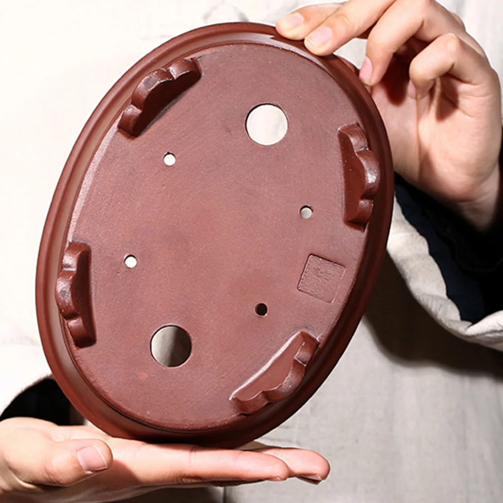 

New Oval Chinese Yixing Zisha Shohin Cloud Feet Bonsai Pot Home Garden Desktop Office Decorations Mini Succulent Plant Pots