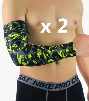 1 pair GREEN Противоскользящие камуфляжные велосипедные гетры для мужчин и женщин на руку рукава для бега Armguard Фитнес Компрессионные рукава УФ Защита от солнца - Цвет: 1 pair GREEN