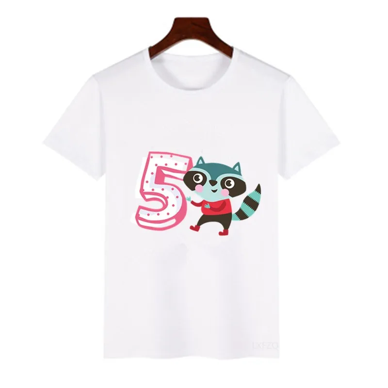 

Children's birthday number 1~9 animal cartoon shirt T-shirt boys and girls birthday gift baby clothes 1-9 years old Clothes