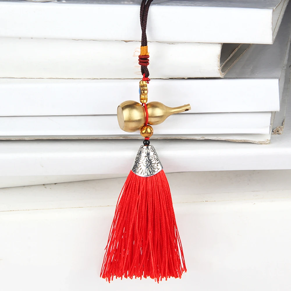 

1Pc Chinese Knot Tassel Car Rearview Mirror Pendant Detachable Gourd Lucky Copper Gourd Pendant Home Decor Car Pendant Tassels