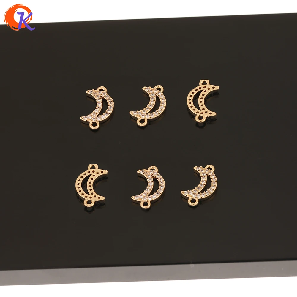 

Cordial Design 50Pcs 8*14MM Jewelry Accessories/CZ Connectors Charms/Hand Made/Moon Shape/DIY Jewelry Making/Earring Findings
