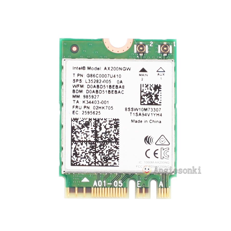Dual band 2.4Gbps Intel Wi-Fi 6 AX200NGW 802.11ax/ac MU-MIMO 2x2 Wifi AX200 NGFF M.2 Bluetooth 5.0 Network Wlan Card＋Antenna | Компьютеры