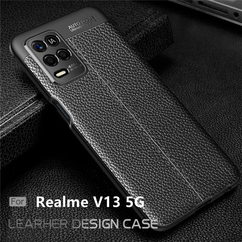 

For Cover Realme 8 5G Case For Realme 8 5G Capas Back Soft Shockproof Bumper TPU Leather For Fundas Realme 8 V13 Q3 5G Cover 6.5