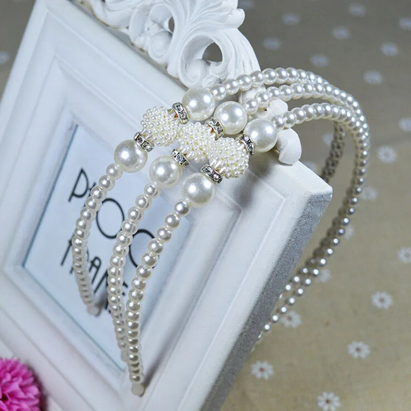 Diadema de perlas para ni&ntilde;a, joyer&iacute;a de cristal, diadema de princesa, accesorios para el cabello, 1 unidad-1