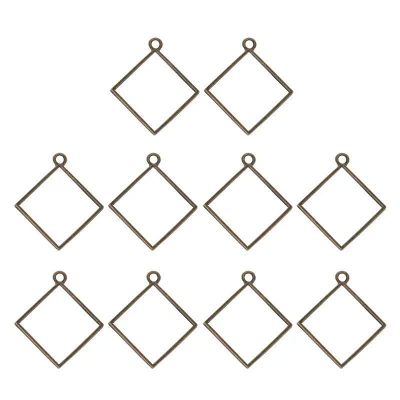 Квадратные подвески из смолы 10 шт. рамка с открытой спиной УФ полимерные
