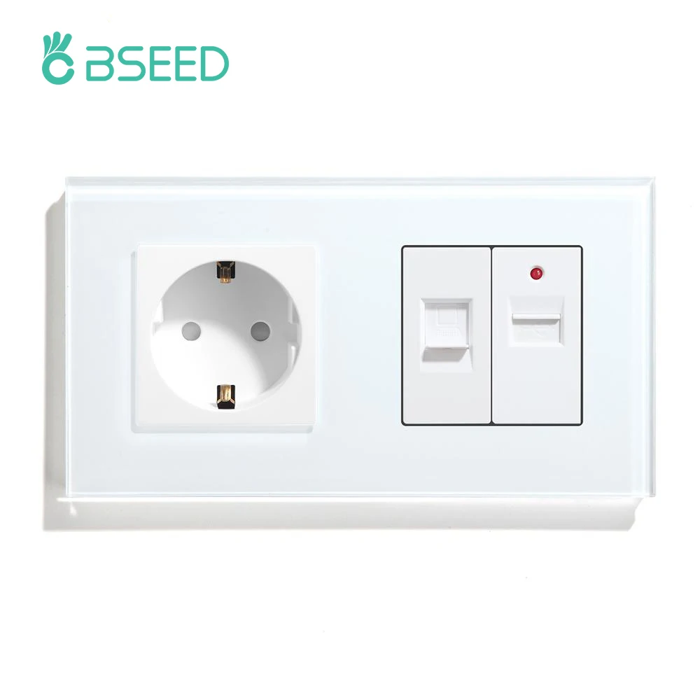 Настенная розетка стандарта ЕС BSEED с разъемами USB CAT5 розетки из хрустального
