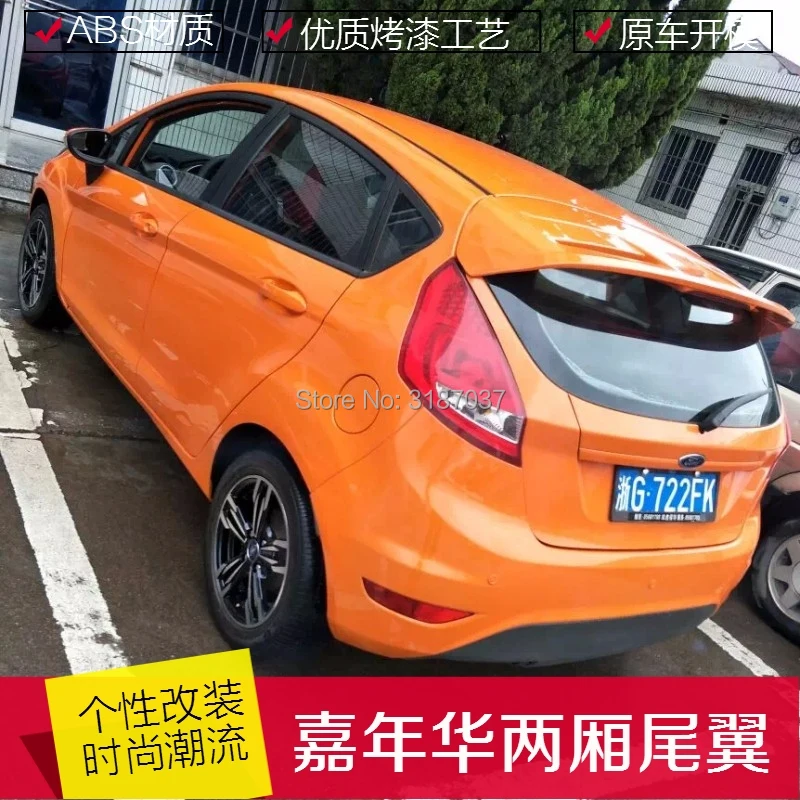 Для Ford Fiesta спойлер 2009 2013 ABS пластиковый Неокрашенный цвет задний на крышу крыло