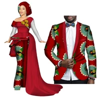 2020 african couple clothes women dress men blazer bazin riche african print patchwork couples suitwomenmen