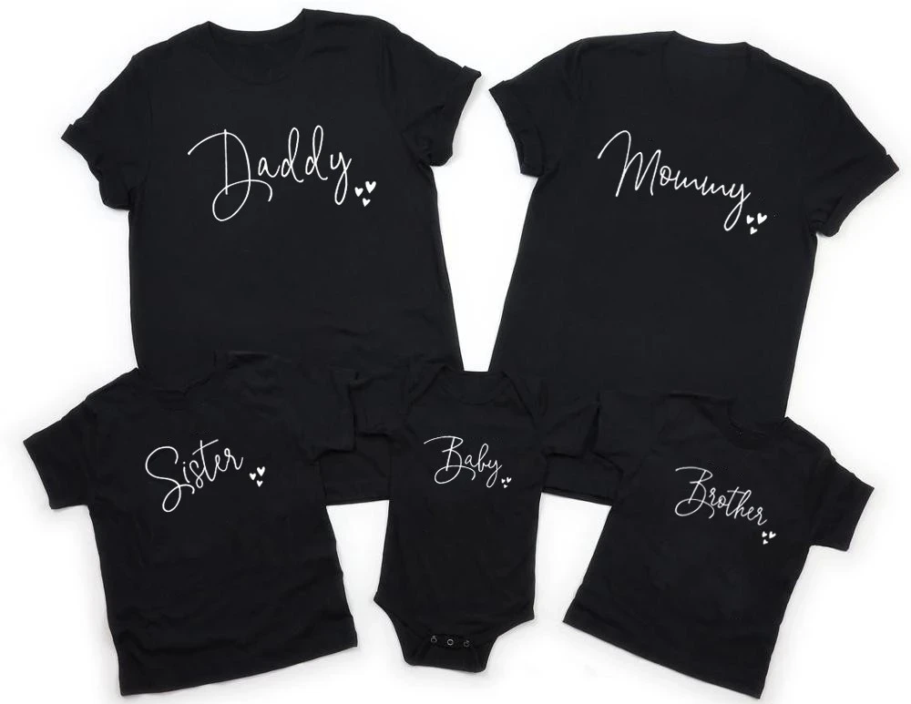 Family Matching Clothes Summer Daddy Mommy Brother Sister Baby Print Outfit Tees Father Mother Daughter Son Tshirts Baby Clothes