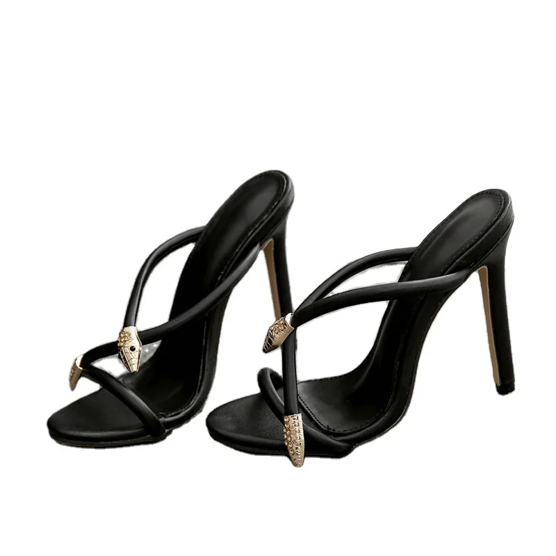 

High heels women's sexy metal decorative sandals slippers stilettos