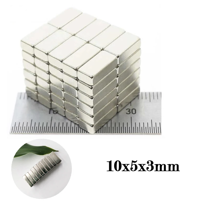 Imán Rectangular de neodimio superfuerte, 50/100 piezas, 10mm x 5mm x 3mm