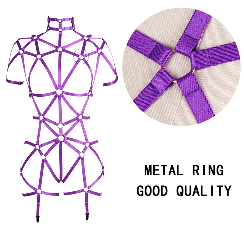 

Women Body Harness Bra Body Cage Bondage Elastic Adjust Plus Size Hollow Out Harness Bra Goth Rave Fetish Chest Harness Set