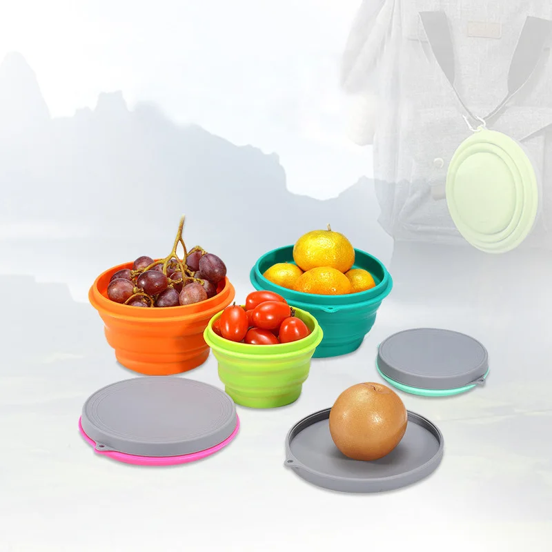 Яркие цвета креативная и удобная силиконовая телескопическая складная чаша для