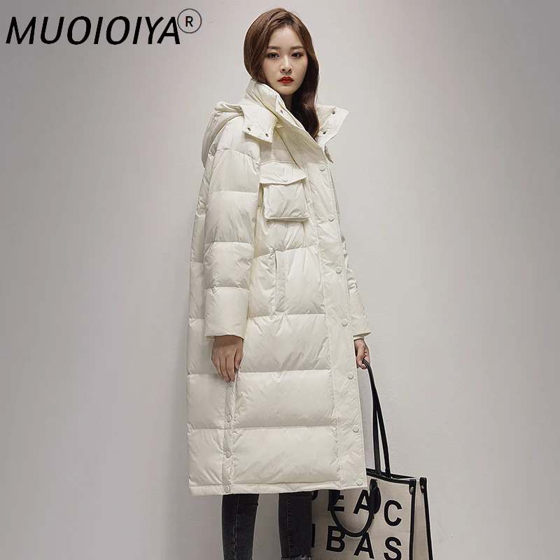 

2022 Winter Women's Puffer Jackets White Duck Down Coat Famale Warm Long Korean Style Parkas Chaquetas Para Mujer SQQ446