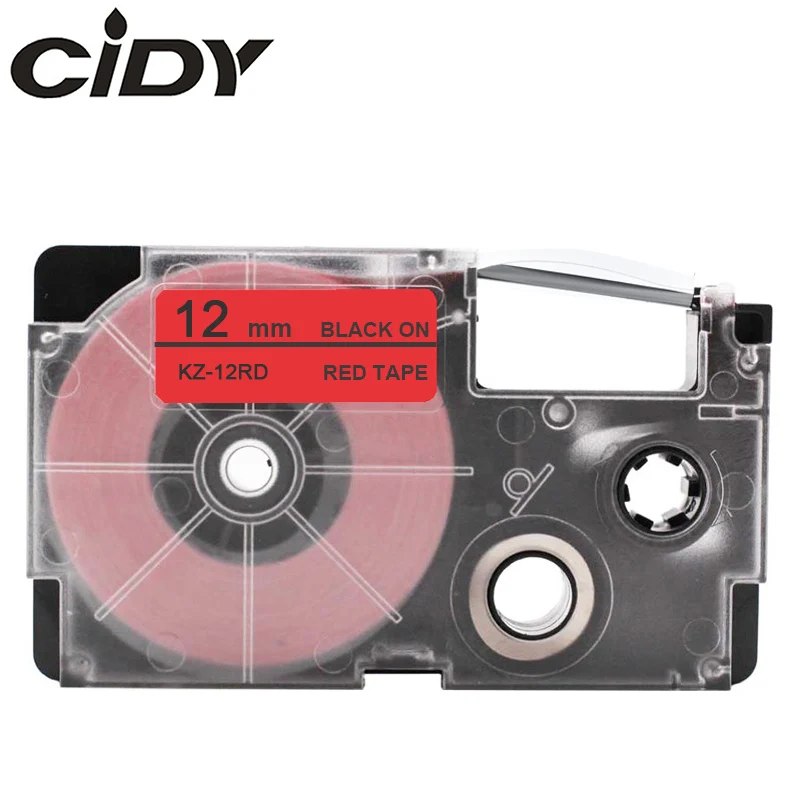 

CIDY 10pcs Compatible XR-12RD XR12RD 12mm Black on RED Tape Cartridge XR-12WE for Casio label maker KL-120 KL-100 KL-780 KL1500
