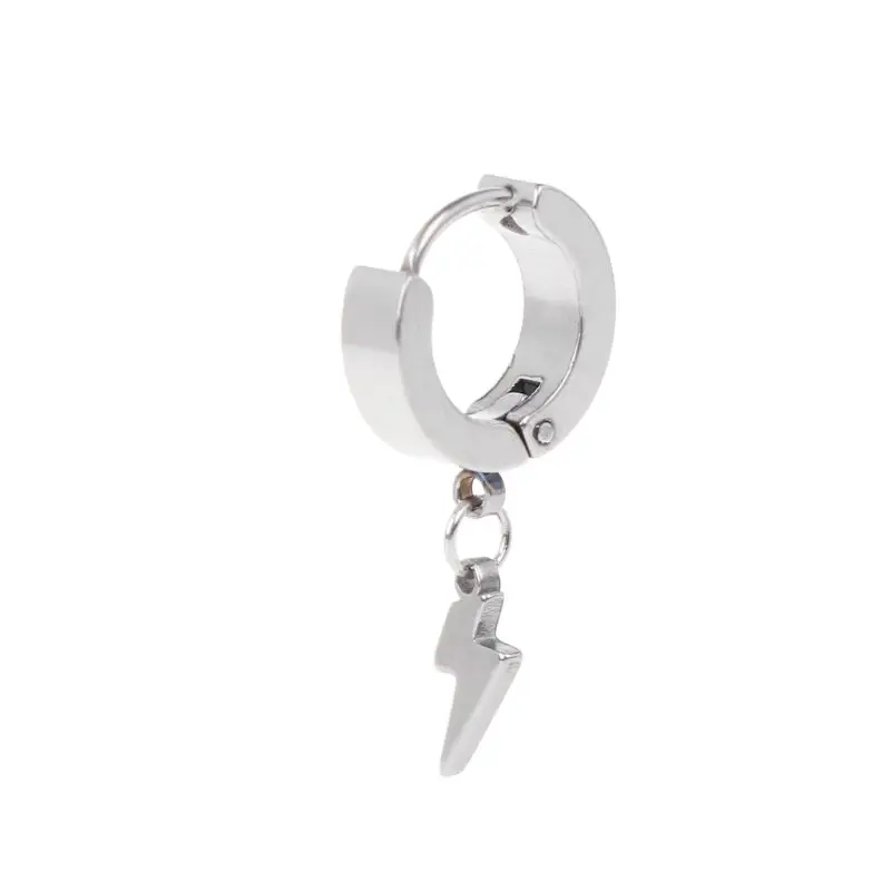

1pc Punk Earrings Fashion Pendant Personality Male Women Men Jewelry Titanium Steel Hip Hop Ear Stud Buckle Anti Gifts