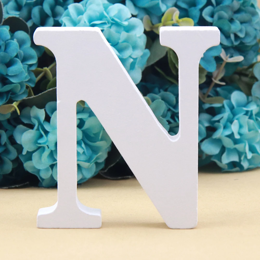 1pc 8CM White Wooden Letter English Alphabet DIY Personalised Name Design Art Craft Free Standing Heart Wedding Home Decor images - 6