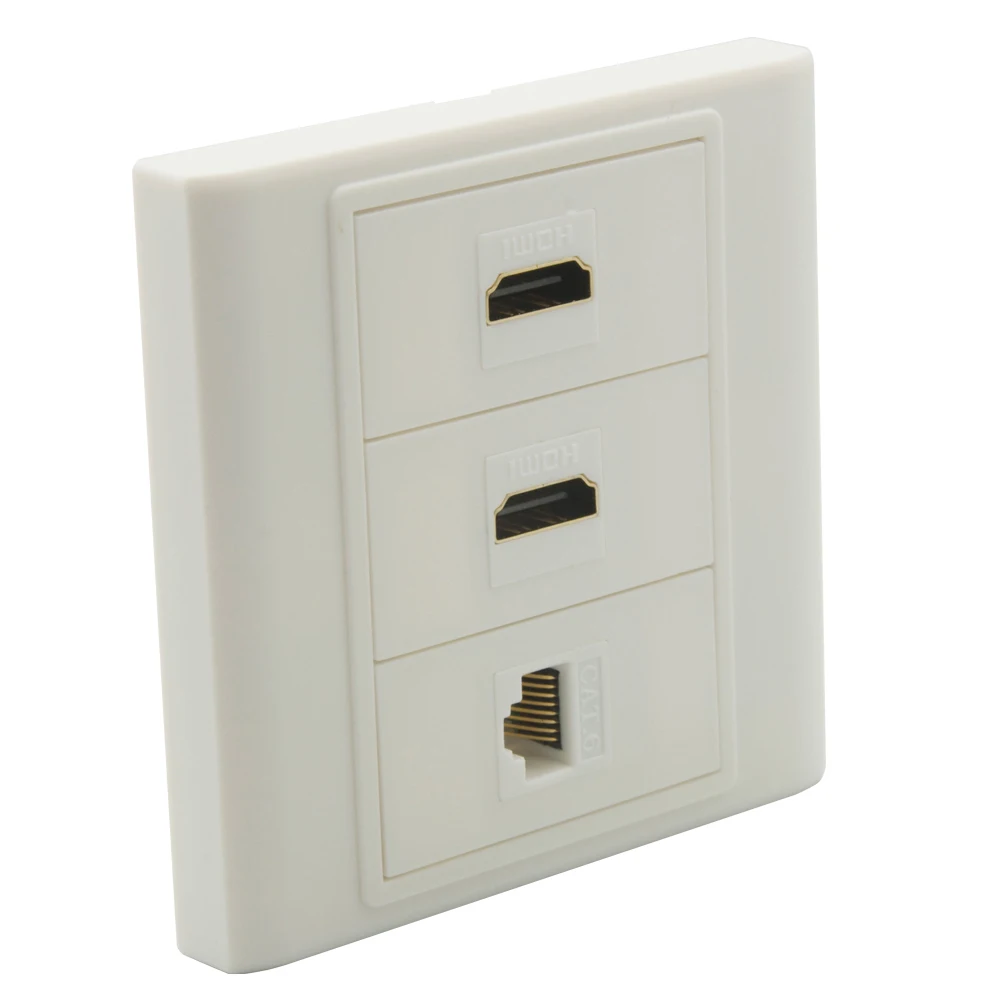 Тип ЕС 86 2 порта s HDMI V2.0 1 Порт CAT6 RJ45 розетка к розетке настенная пластина |