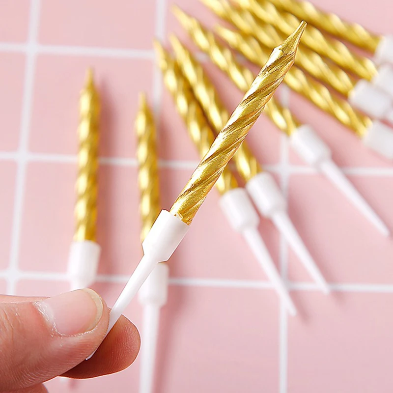 10 шт. в упаковке Золотая Резьбовая свеча украшение для торта романтическое Свеча