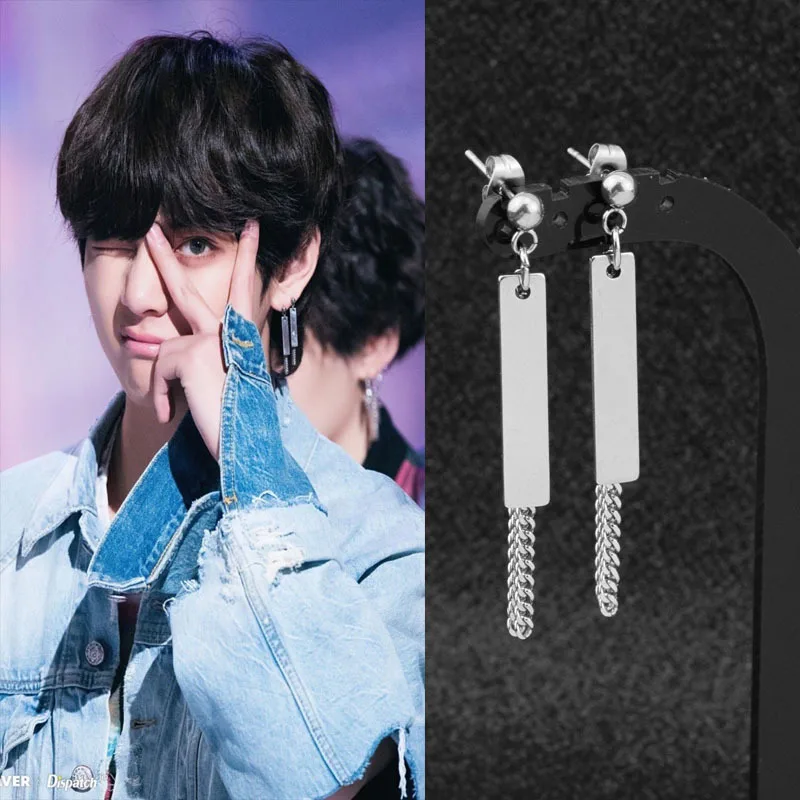 

The New Cold Wind Metal Long Tassel Earrings Punk Hip-Hop Wind Restoring Ancient Ways Is Asymmetric Chain Earrings Ear clip
