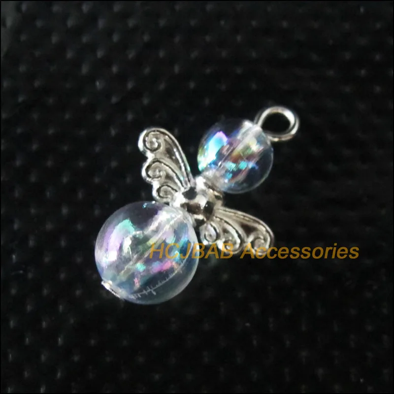 25 шт посеребренные крылья Phantom бусины Танцы амулеты ангелы Подвески 14x21mm|Шармы| |