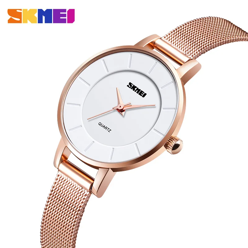 

Rose Gold Women Quartz Watch SKMEI Top Brand Luxury 2020 Fashion Ladies Stainless Steel Quartz Wristwatch Femme Clock Analog