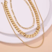 punk jewelry hip hop gold color layers short necklace for girls chunky chain fashion charm jewelry wholesale