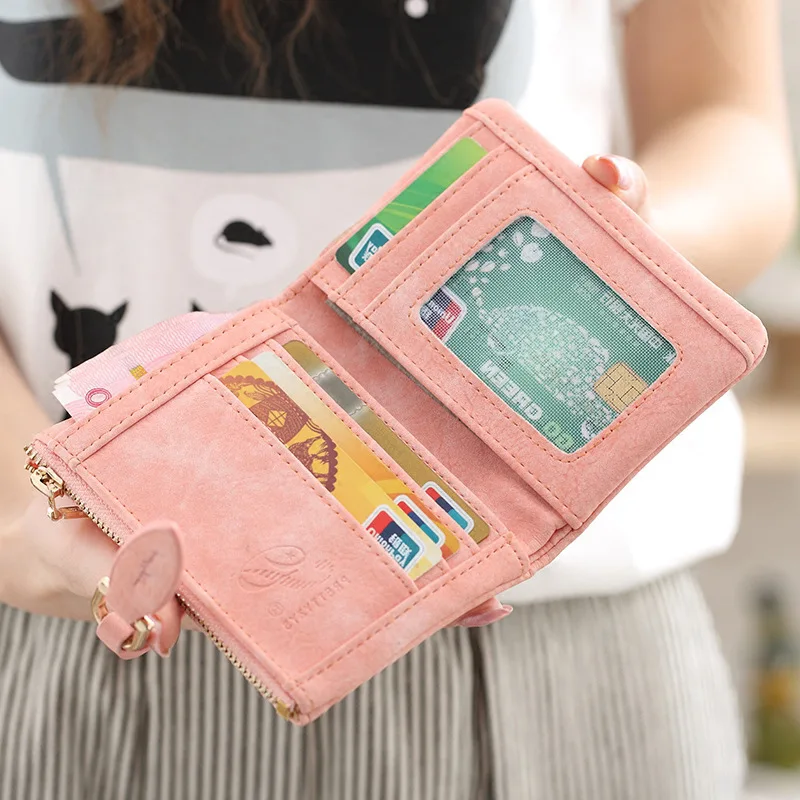 Женский короткий клатч с застежкой защелкой винтажный матовый женский кошелек