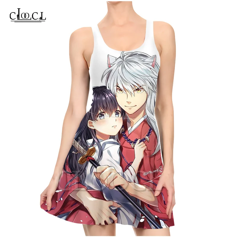 CLOOCL японское аниме инуяся Мода 3D печать платье дамы Лето Новое Вечернее для
