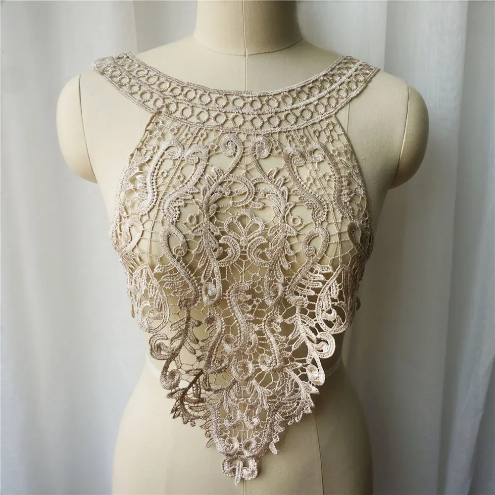 Бежевый цветочный тканевый Воротник с вышивкой в богемном стиле нашивка для