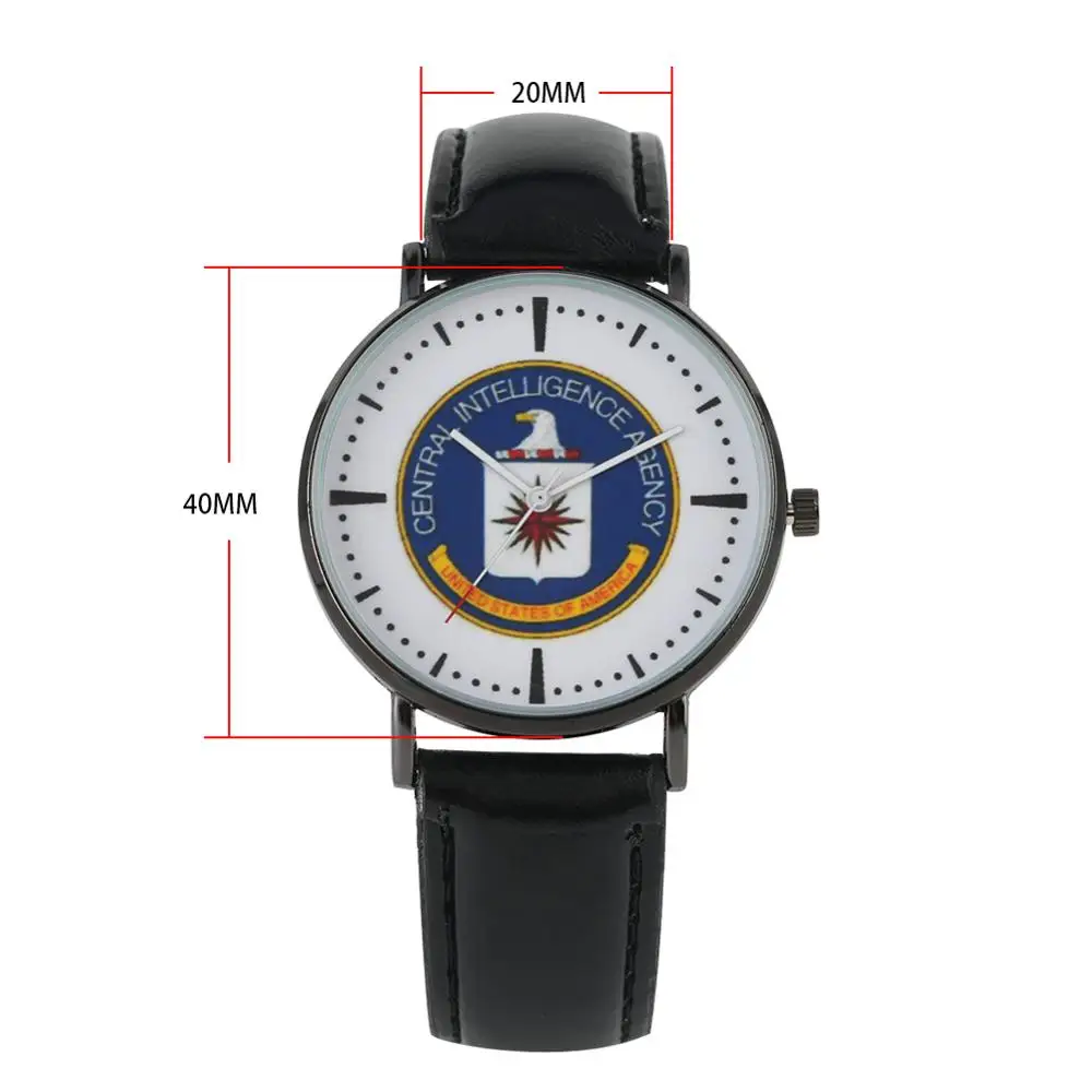 YISUYA Quartz Mens Watch CIA Logo Dial Leather Band Wristwatch Male Clock Watches 2 Colors Fashion Gifts horloges mannen