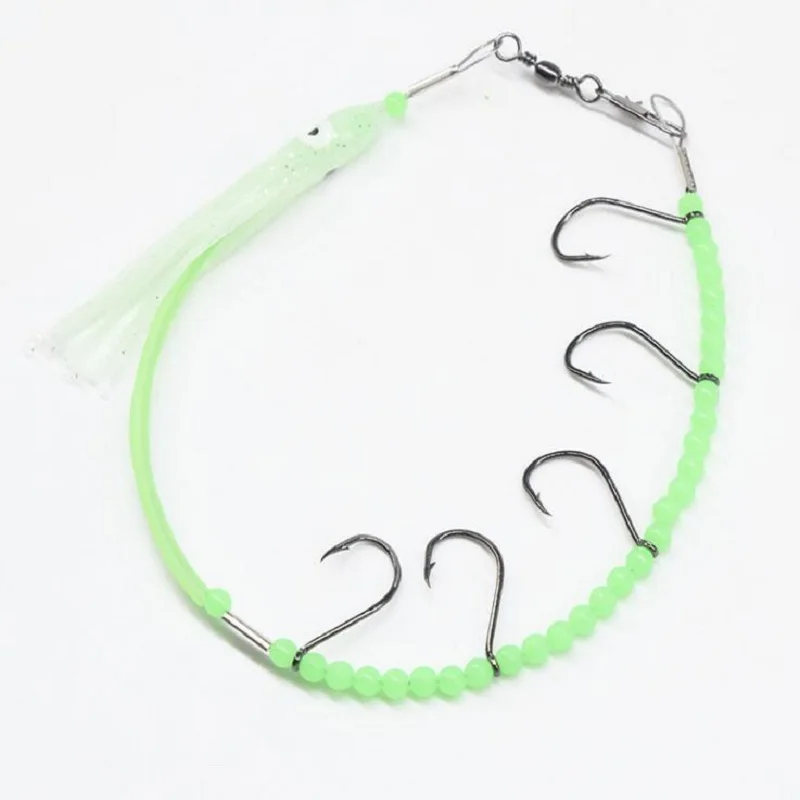 

Рыболовные крючки Bammax, 1 шт., 7 г, 33 см, светящаяся гирлянда осьминога, карабин с бусинами, вертлюги, рыболовные аксессуары, морская Снасть