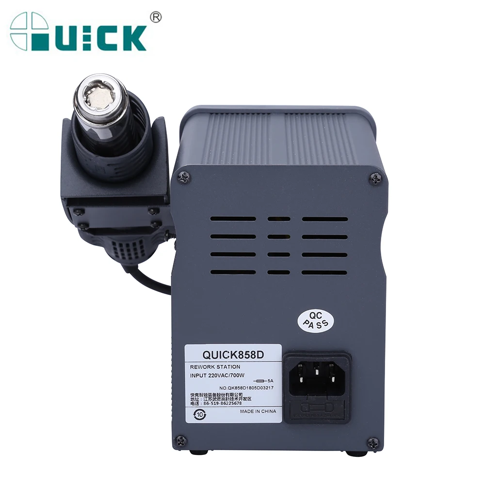 

QUICK 858D 110V/220V 700W Hot Air Soldering Station LED Digital Display Soft Wind Heat Gun SMD BGA Rework
