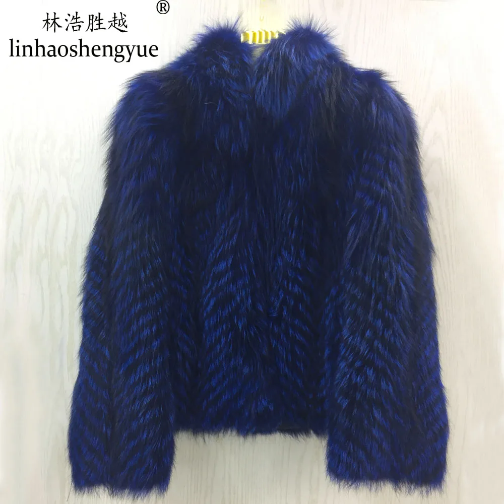 

Linhaoshengyue The silver fox fur coat 60CM long with hood 2020 fashion warm