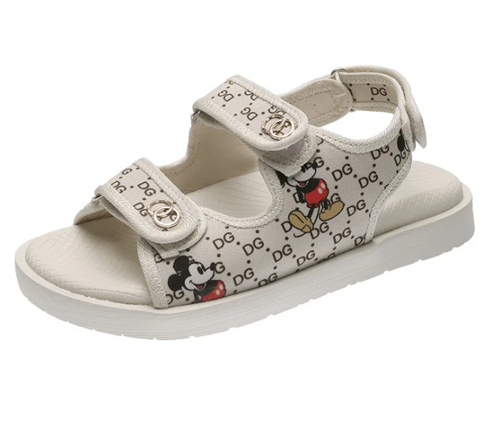 Летние спортивные женские сандалии на липучке римская обувь с мультяшным