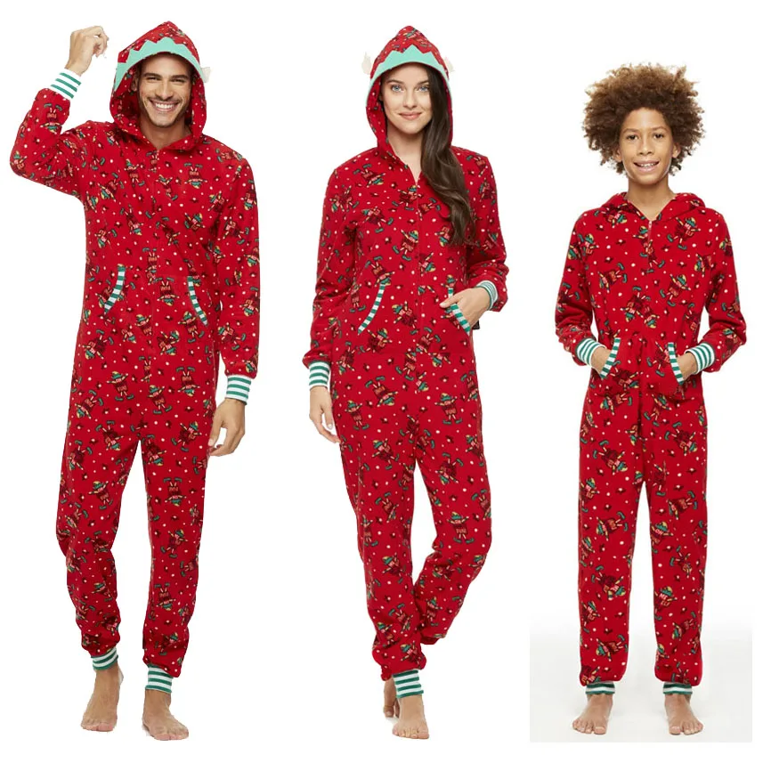 Рождественская Пижама для всей семьи комбинезон матери и дочери женщин детей