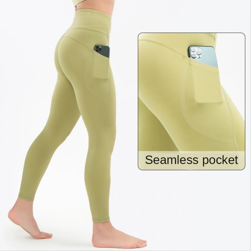 

Women's Plus Size Workout Clothes High-waist Hip-lifting Peach Skin-fit Yoga Pants with Pockets Leggings Women Fitness Hot Pants