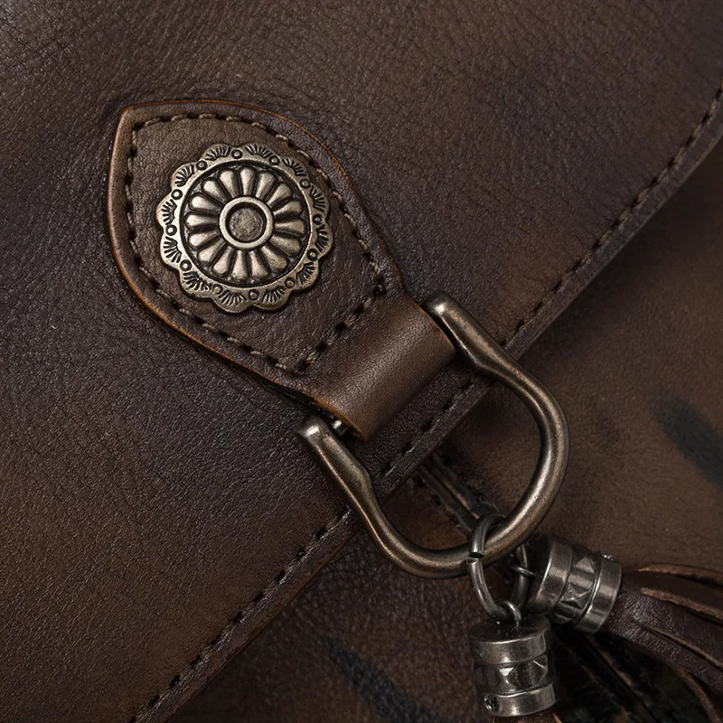 

Bestform Vintage Tassel Women Small Bag 2021 New Genuine Leather Shoulder & Crossbody Bags Soft Cowhide Leisure Messenger Bag