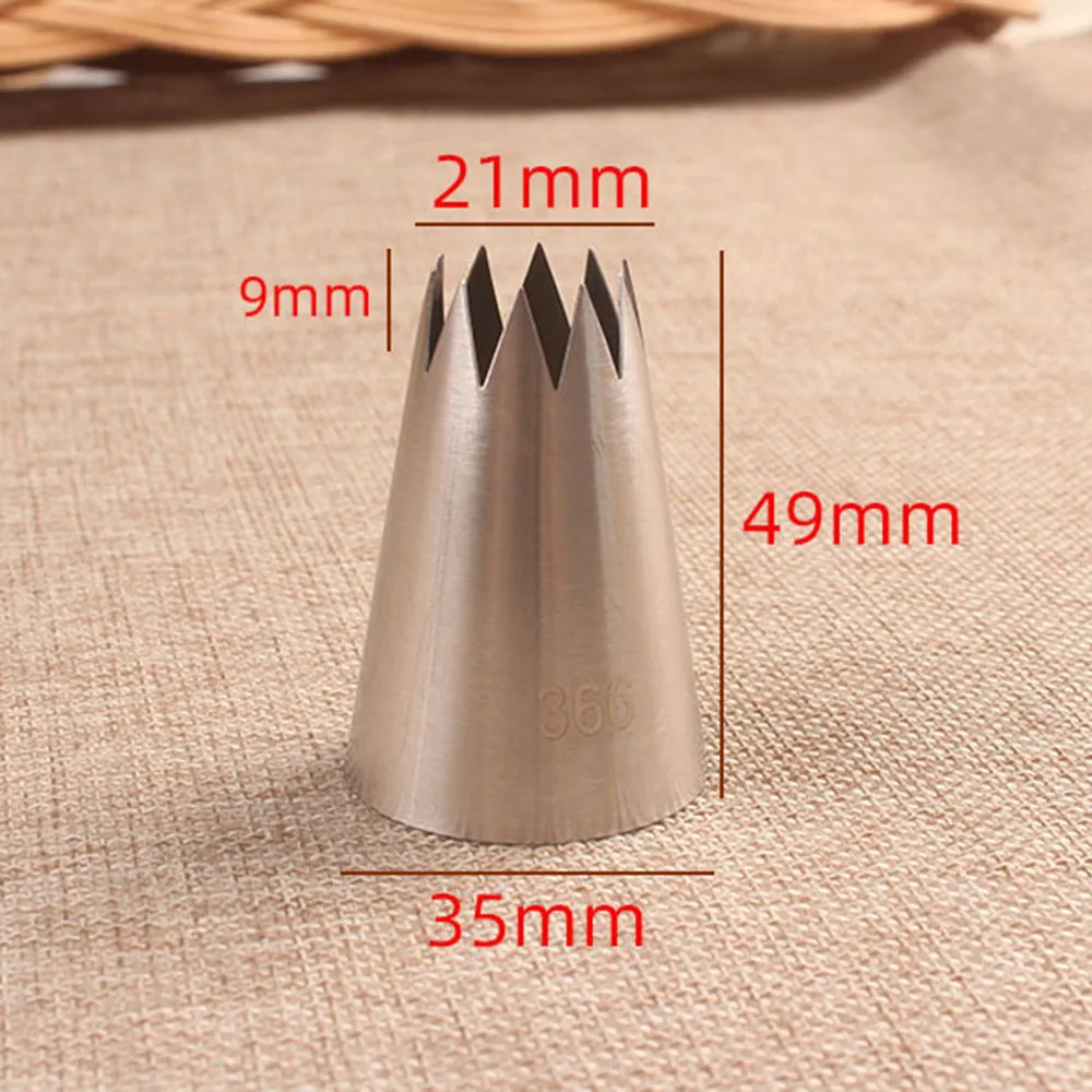 

#366 Large Open Star Piping Nozzle Cake Decorating Tools Stainless Steel Icing Cream Nozzles Bakeware Pastry Tips