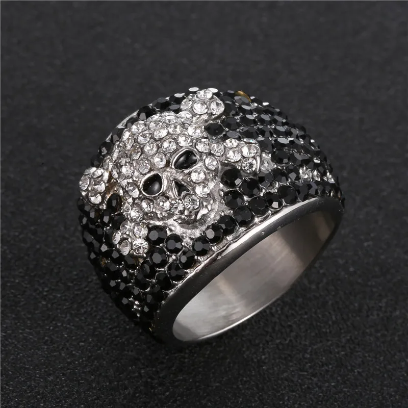 Модные кольца с черепом 316L из нержавеющей стали черного и золотого цвета Цвет для