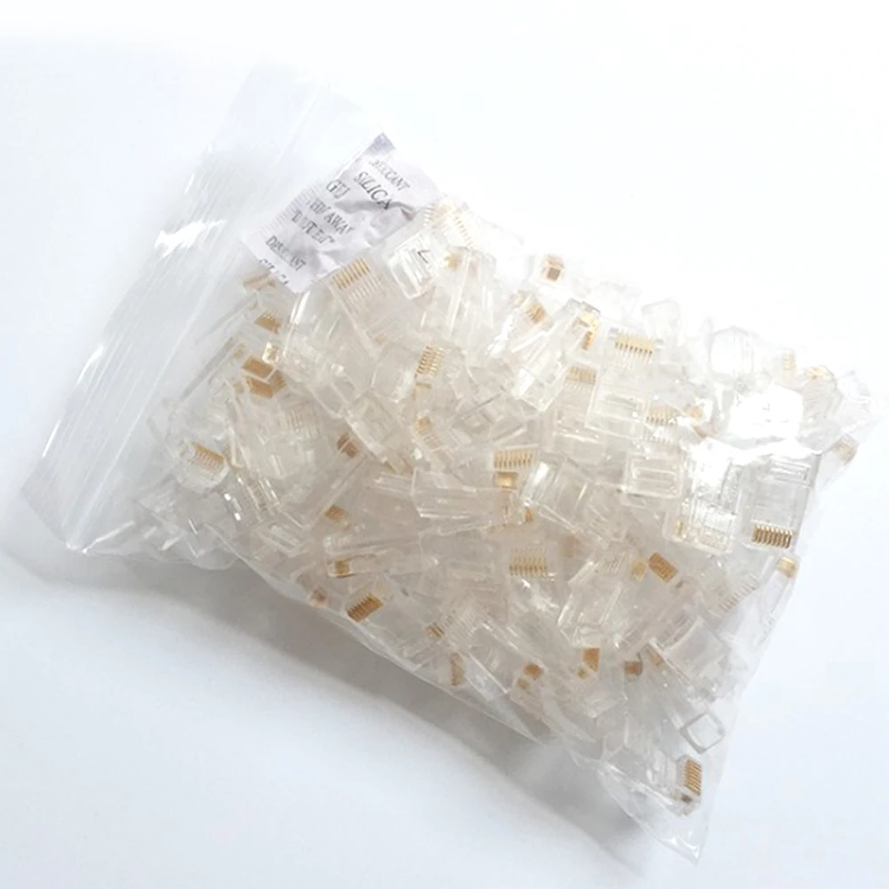100PCS RJ45 8P8C CAT6 Crystal Head Modular Plug Gold Plated Network Connector Economic Wholesale Price | Строительство и ремонт