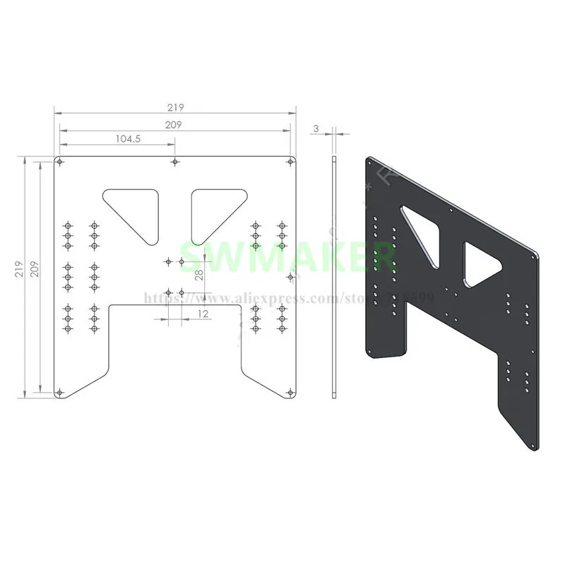 anet a8 a6 3d printer aluminum composit heated bed support plate 4mm y carriage upgrade plate free global shipping