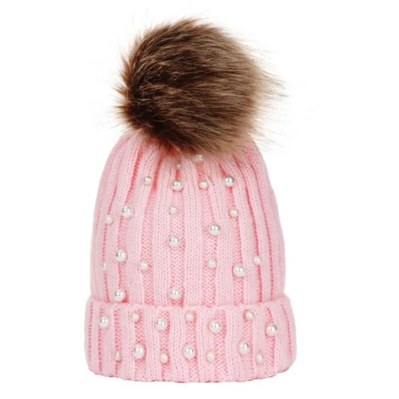 style 2 pink Милая шапка с помпоном для новорожденных; вязаная шапка; теплые зимние шапки для детей; стразы; шапка для маленьких девочек и мальчиков; мягкая шапочка для малышей - Цвет: style 2 pink