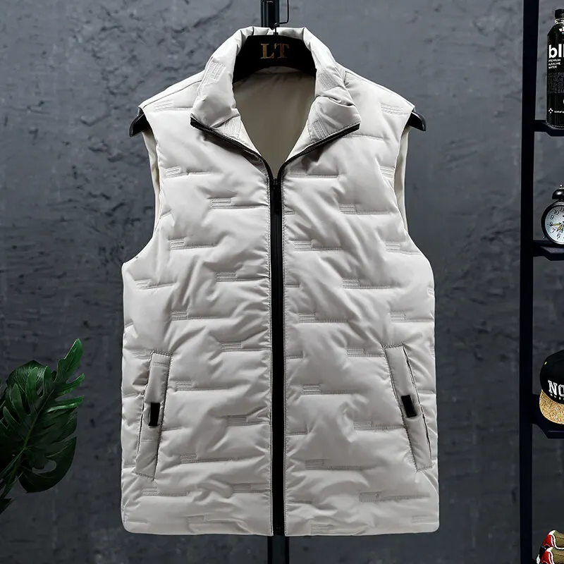 2021 new style vest men's down cotton casual autumn and winter stand-up collar waistcoat