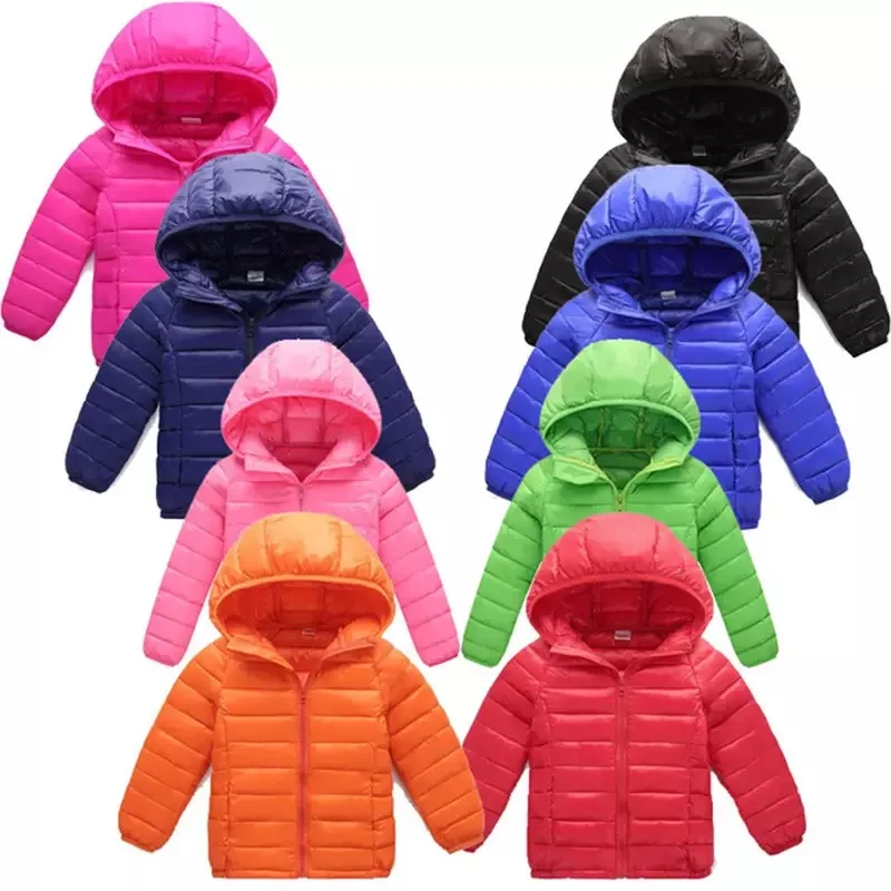 

Autumn Winter Children's Hooded Down Jacket Girls and Boys Candy Color Coats Winter Outerwear